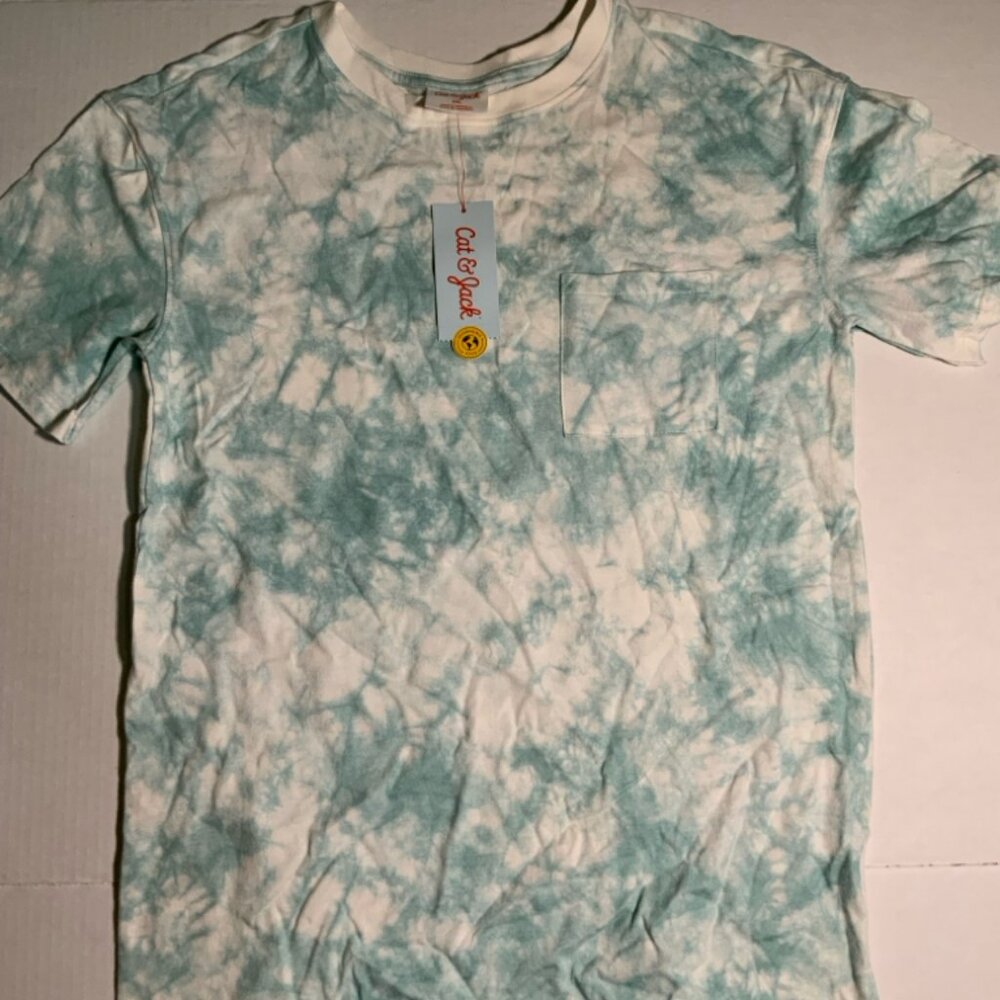 NWT Cat & Jack Kids Sz XXL Green Tie Dye Pocket‎ T-Shirt (I)